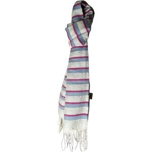 Blue and Pink Striped Thin Wool Scarf